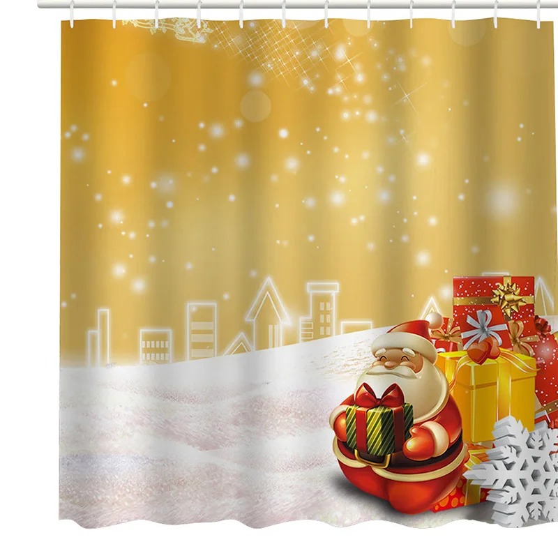Рождественские украшения Xmas домашняя занавеска для душа Санта Клаус Снеговик дерево ясная печатная Шторка для ванной содержит