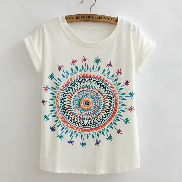 Этническая Женская Футболка Camisa De T D Poleras Ретро футболка Feminina Camiseta Mujer летняя