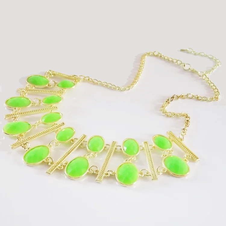 Wholesale Lot 5pcs/lot 2014 New Fashion Beads Fan Flower Bib Necklace &amp Pendant Womens Choker Gold Chain Free Shipping |