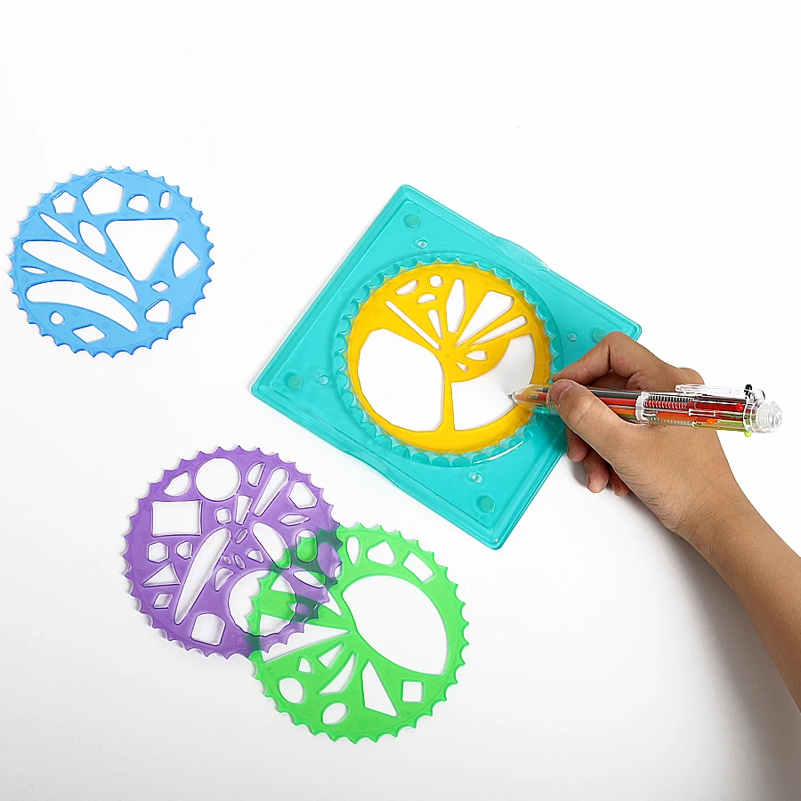 Набор спиральных игрушек Spirograph для рисования сцепляющиеся шестерни и колеса с 6
