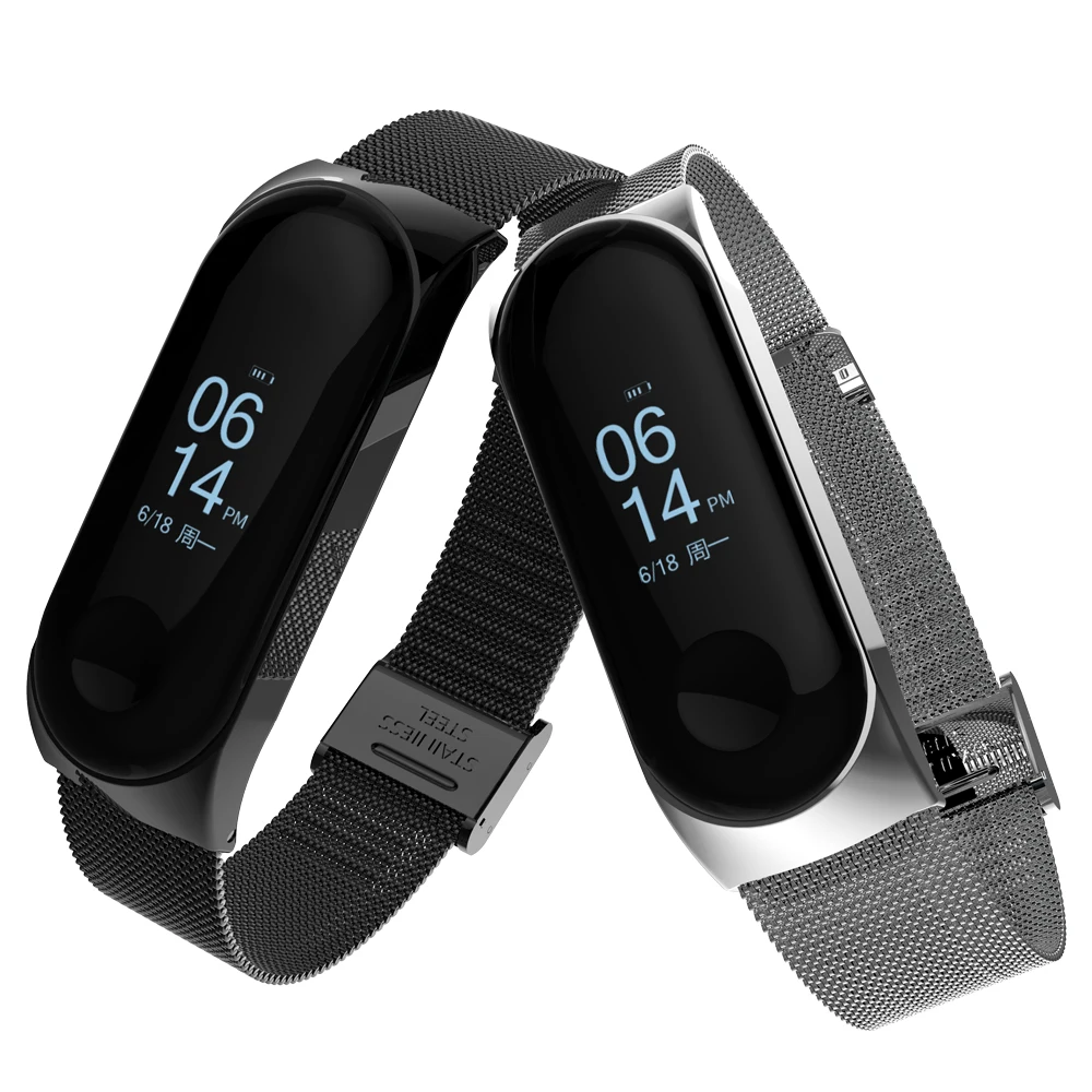 Металлический ремешок для Xiaomi mi 3, 4, браслет для mi Band 3, 4, ремешок, браслет, Безвинтовые браслеты из нержавеющей стали