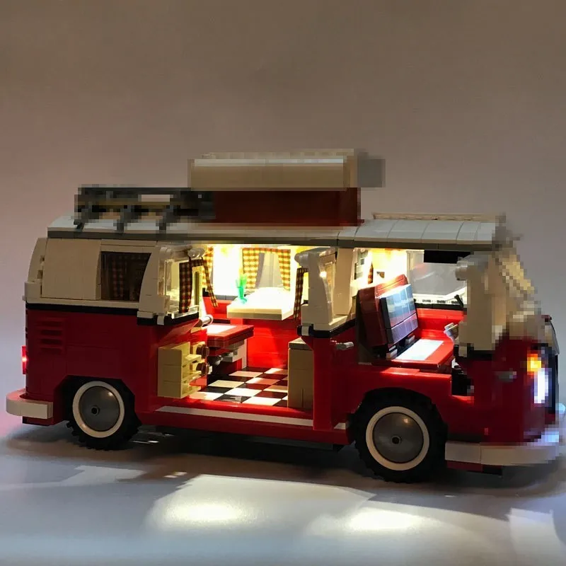MOC Creative Creator Series T1 Campering Van LED Building Block светильник набор детские игрушки для детей