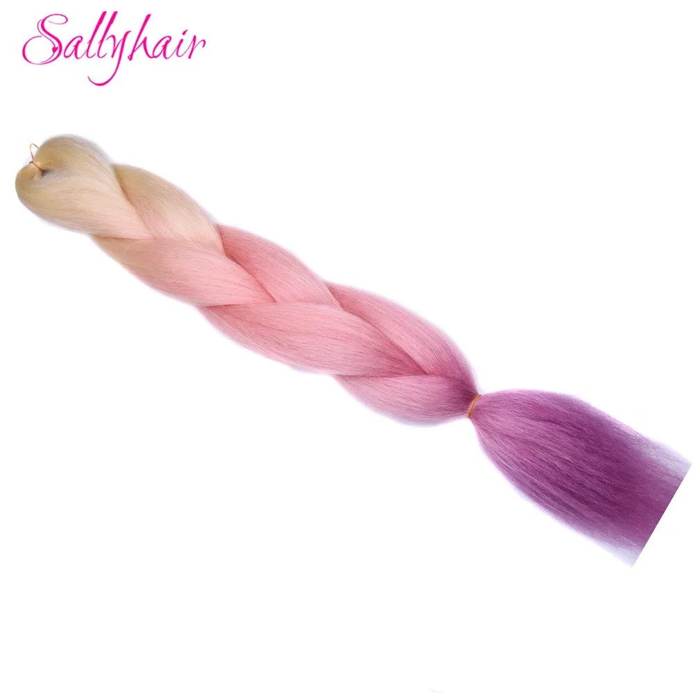 #118 Sallyhair Омбре плетение волос для наращивания 2 тона цвет 1 упаковка 24 дюйма Высокая температура Большие синтетические косы объемные волосы черный - Цвет: #118