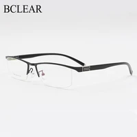 bclear titanium alloy front rim eyeglasses half frame flexible temple arms semi rimless glasses frame casual spectacle frames