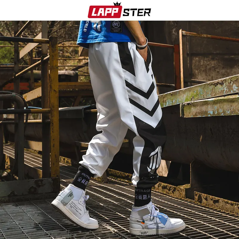 Мужские брюки-джоггеры LAPPSTER в полоску стиле хип-хоп с цветными блоками летние