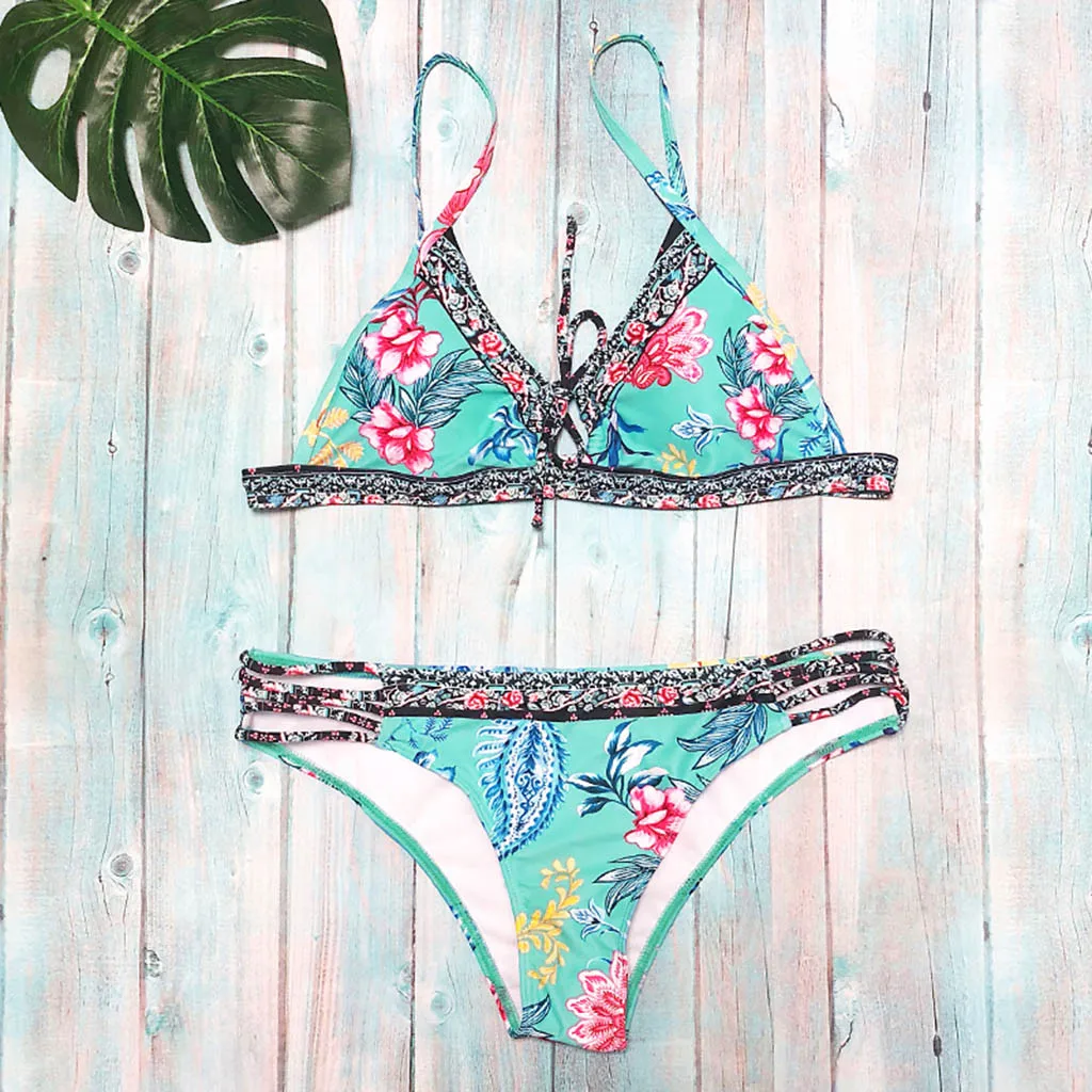 Для женщин Горячая Распродажа пляжная Лоскутная двойка широкий купальник бикини
