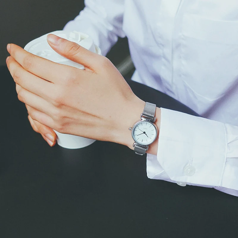 Простые Женские часы модные элегантные серебряные брендовые полностью из