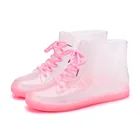 Сапоги женские резиновые из ПВХ, водонепроницаемая обувь, модные прозрачные женские ботильоны, Нескользящие резиновые сапоги, модель 2019 года