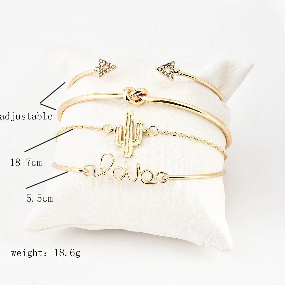 Bls-miracle Vintage Gold Color Fashion Accessories Love Letter&amp Crystal Triangular Cuff Bracelet Det For Gomen Girl BA-210 | Украшения и