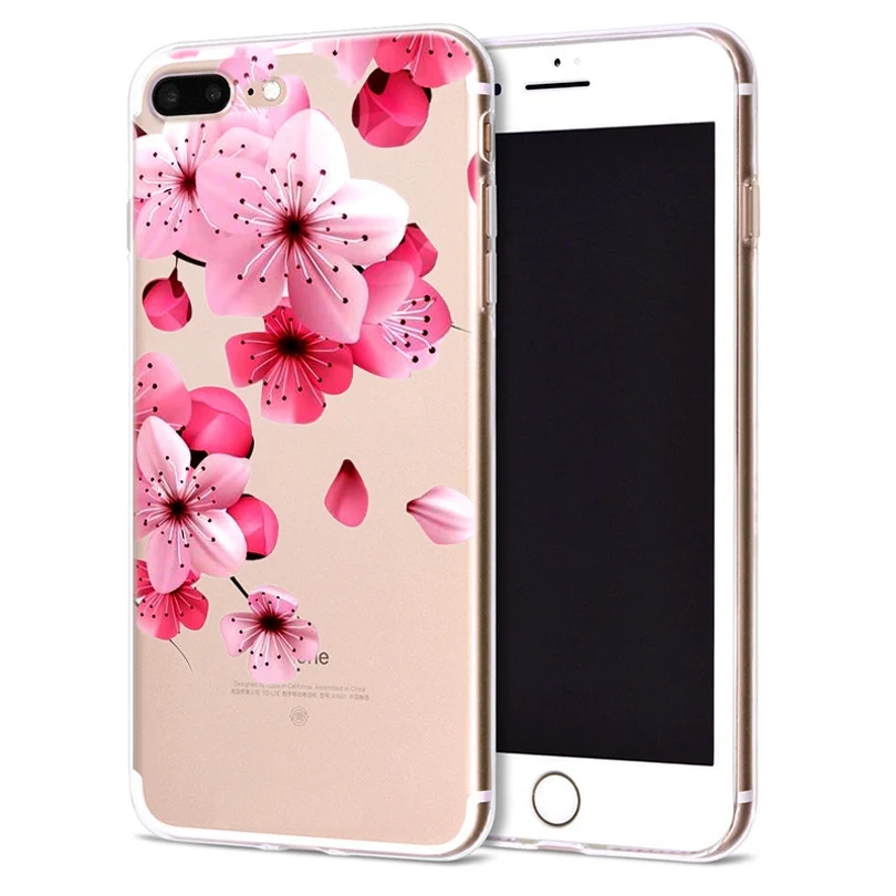 Funda For Apple iPhone 6 6S 7 Plus X 10 Flower Leaf Soft TPU Cover for Case Original Coque 8 B331 |