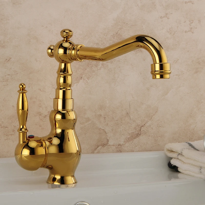 Смесители для раковины античный латунный Смеситель в ванной комнате поворотный