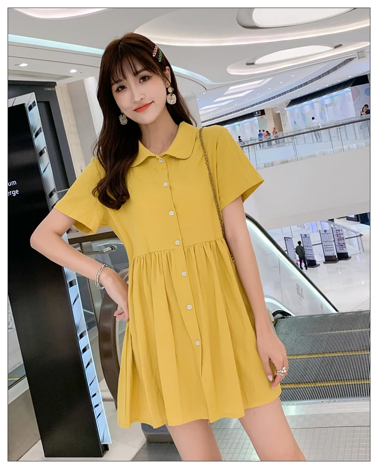 Yellow Short 1867#2 стиля милые хлопковые блузки для беременных платье Лето Свободный, в Корейском стиле; Одежда для беременных; Для женщин Беременность Костюмы - Цвет: Yellow Short
