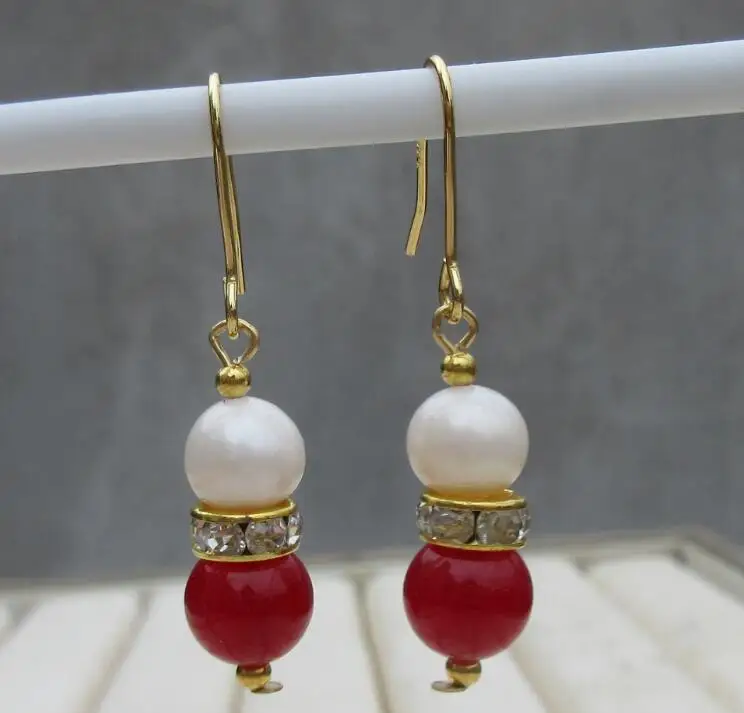 Очаровательный дизайн подлинный AAA + белый жемчуг GADE висячие серьги 14 k/20 |