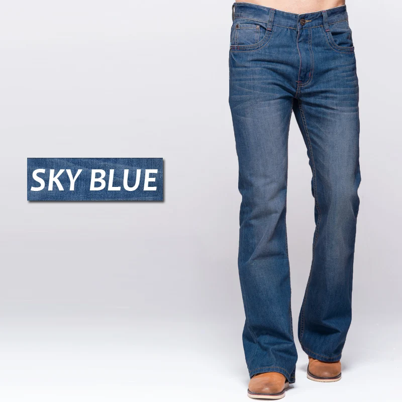Stretch Sky Blue GRG, мужские джинсы, традиционный крой, джинсы для ног, классические Стрейчевые джинсы, темно-синие джинсы, мужские Модные Стрейчевые штаны - Цвет: Stretch Sky Blue
