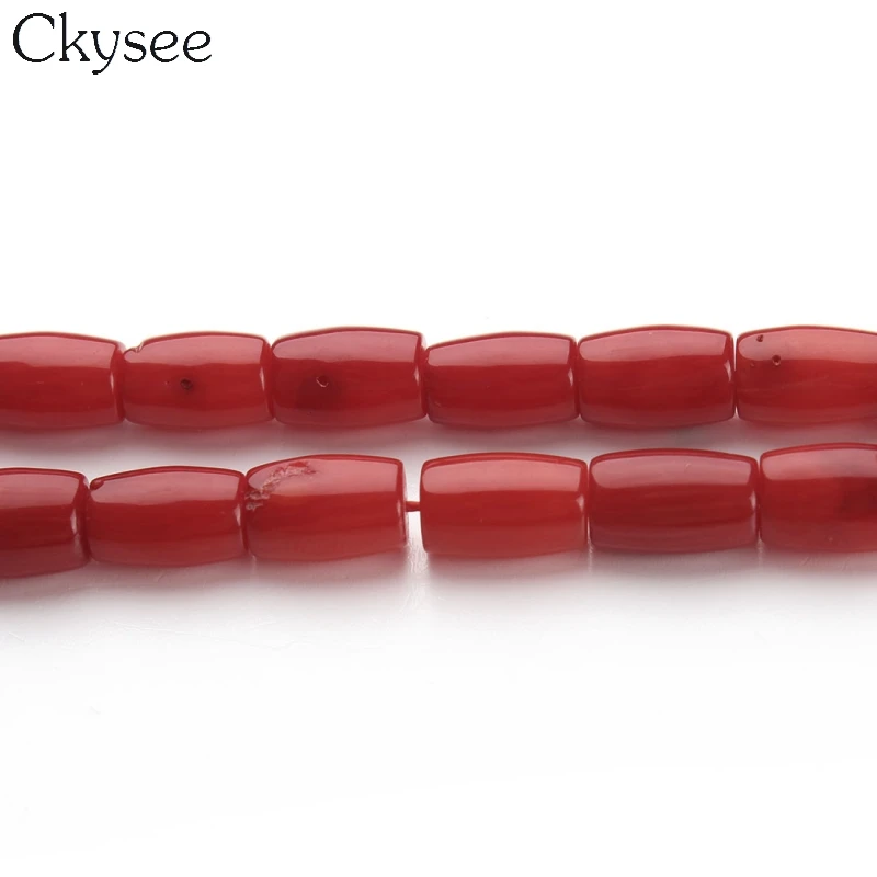 Ckysee 1strand/lot красный Колонка коралловый трубки цилиндра бусы полудрагоценный