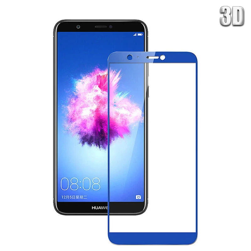 4D Полное покрытие экрана протектор для huawei P Защитное стекло для смартфонов пленка 9H 3D изогнутый защитный Enjoy 7S PSmart FIG-AL00 5,65 дюймов - Цвет: Blue 3D