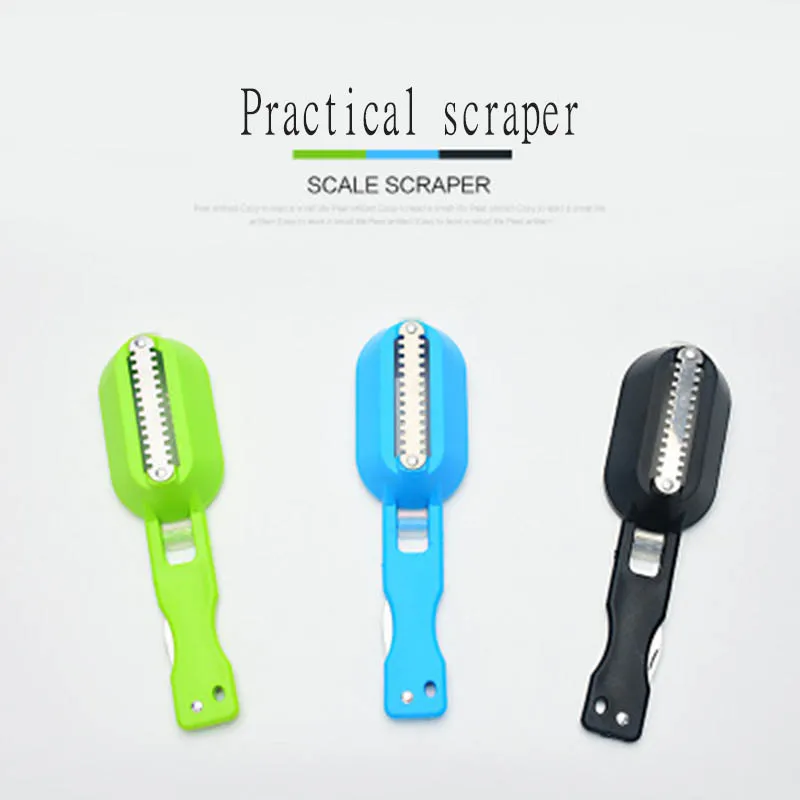 Random color 2 в 1 пластиковый Кантер(рыбацкие весы) щетка встроенный нож для рыбы рыбий кожи щетка для скребка быстрого удаления нож для разделки рыбы очистка скребка - Цвет: Random color