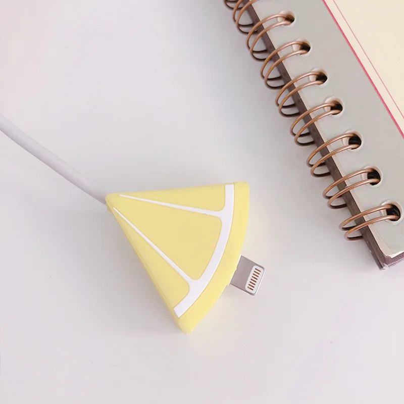Lemon Кабель Bite милые фрукты кабель протектор для iphone USB кабель Органайзер Chompers зарядное устройство провода Держатель Pprotege кабель для игрушек забавные - Цвет: Lemon