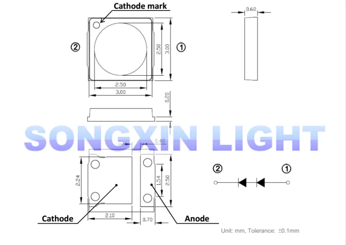 EVERLIGHT Lextar светодиодный Подсветка высокое Мощность 1 8 Вт 3030 6V холодный белый 150 187LM