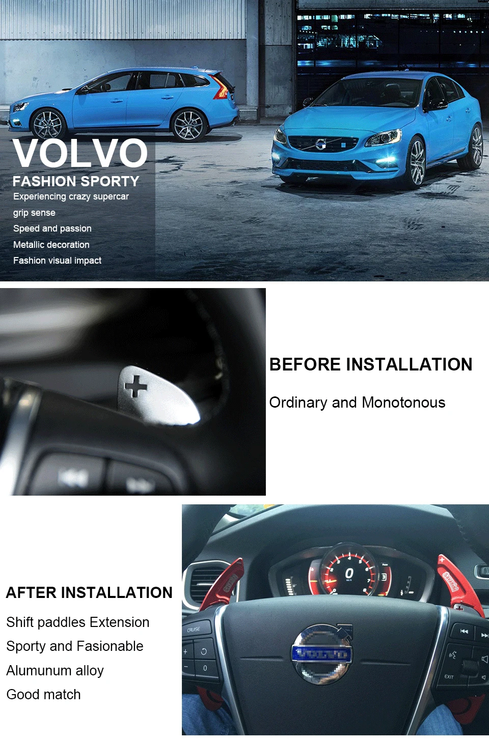 Savanini алюминиевый руль DSG Shift Paddle Shifter удлинитель для Volvo S60 L XC60 V40 V60 XC60 S80 автомобильные аксессуары