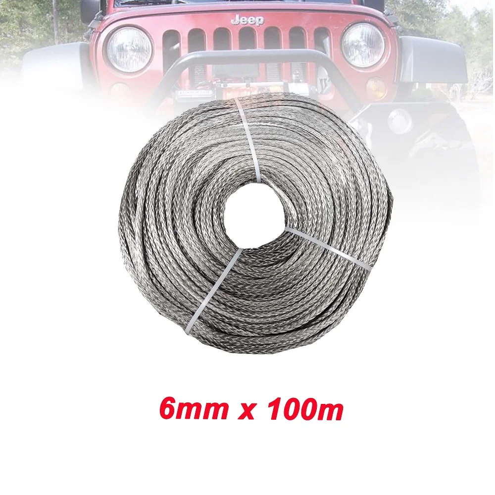 Бесплатная доставка 6 мм 100 м UHMWPE трос для лебедок ATV UTV SUV 4x4 4WD внедорожник |