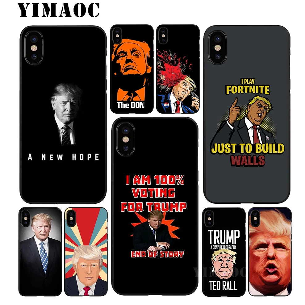 YIMAOC Donald John Trump Soft TPU Black Silicone Case for iPhone X or 10 8 7 6 6S Plus 5 5S SE Xr Xs Max |
