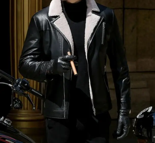 

Модная новинка мужской весенней коллекции S-4XL, цельный облегающий пиджак из искусственной кожи с отложным воротником