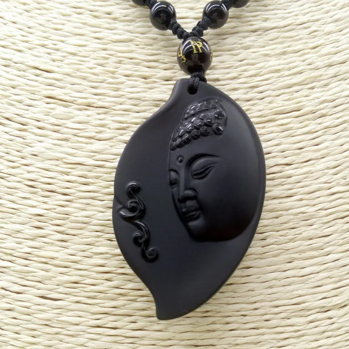 Прямая доставка тонкой Вырезка Природные обсидиана Будды Цепочки и ожерелья
