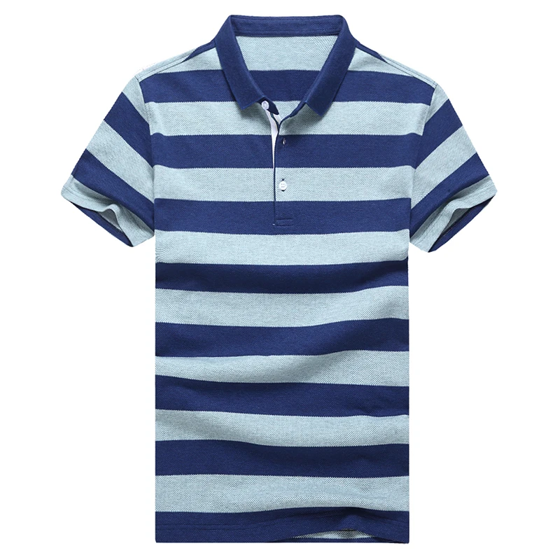 

Stripe Men Casual Patchwork Colors Cotton Polos Short Sleeve Polos Shirts Mens Striped Tops Tee