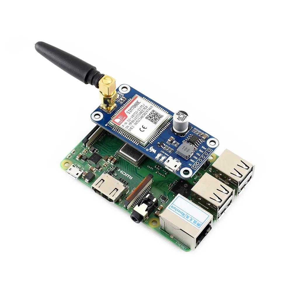 Шапка NB-IoT/eMTC/EDGE/GPRS/GNSS для RPi Zero/Zero W/Zero WH/2B/3B/3B + на базе SIM7000E поддерживает TCP UDP PPP