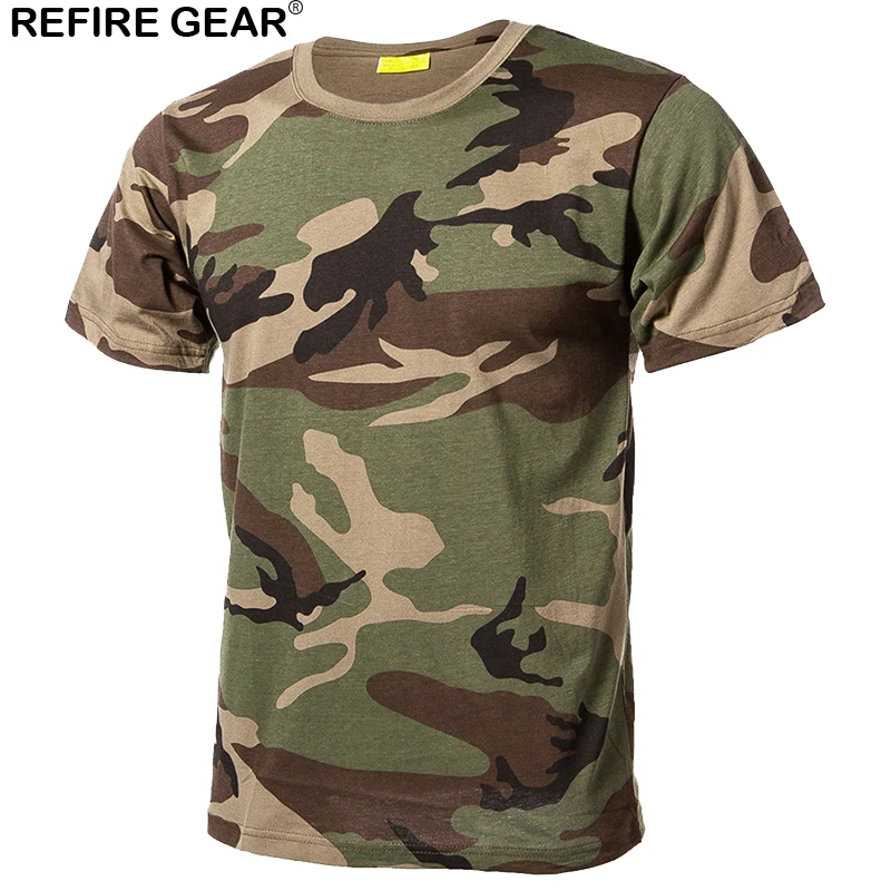 Футболка Refire Gear Мужская быстросохнущая хлопок камуфляж пейнтбол дышащая Военная
