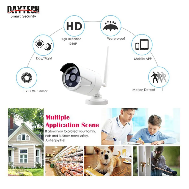 DAYTECH безопасности Камера Системы Беспроводной IP Wi Fi NVR комплект видеонаблюдения