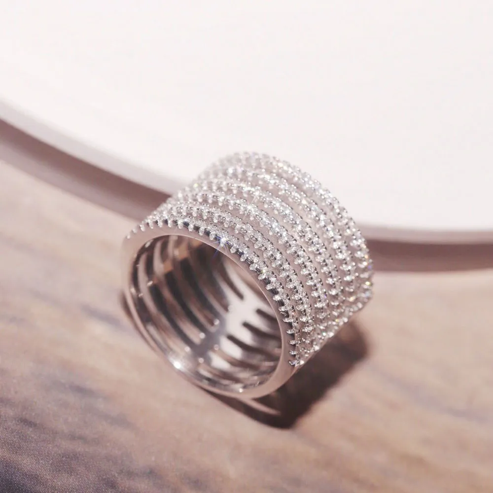 Женское кольцо из серебра 925 пробы с фианитами|Кольца| |