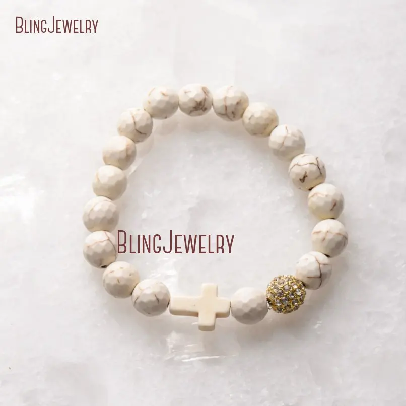 Браслеты Boho Chic Dzi белые бирюзовые браслеты с крестом BM20130|cross bracelet|bracelet bracelethowlite