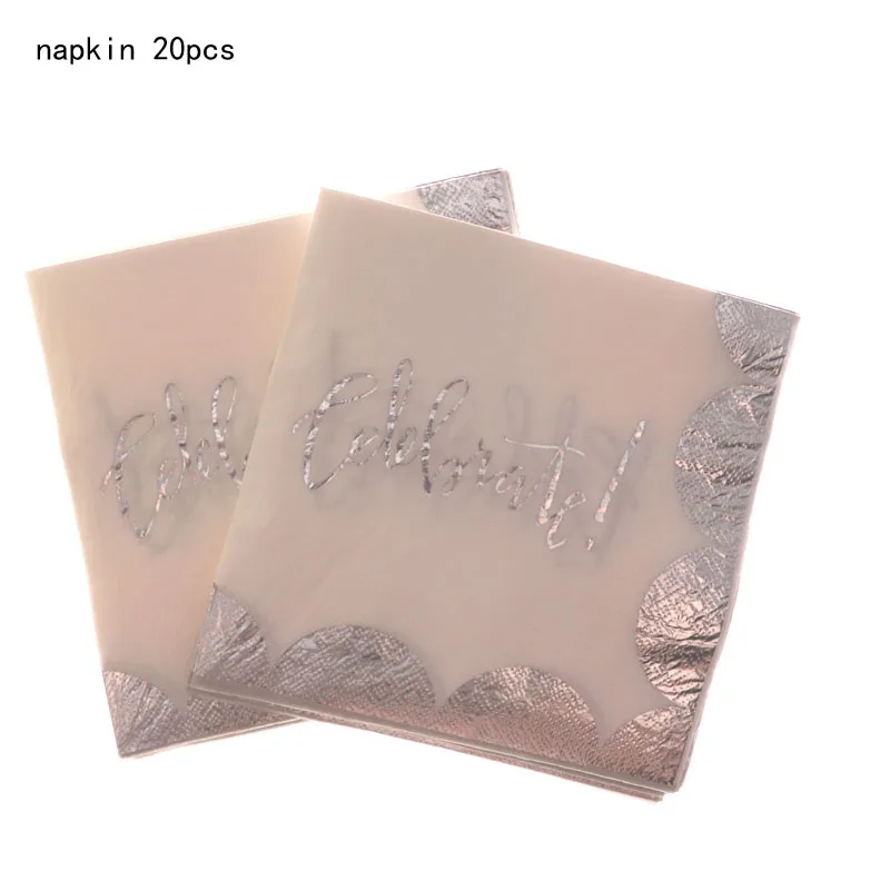20pcs Napkins 20 шт./Золотая фольга салфетка вечерние украшения детский душ одноразовые салфетки товары для дня рождения посуда Свадебные украшения - Цвет: 20pcs Napkins
