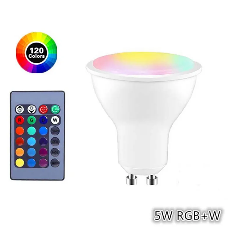 5W E27 GU10 Светодиодный Buble пульт дистанционного управления RGBW пластиковая посылка, алюминиевая лампа с пультом дистанционного управления