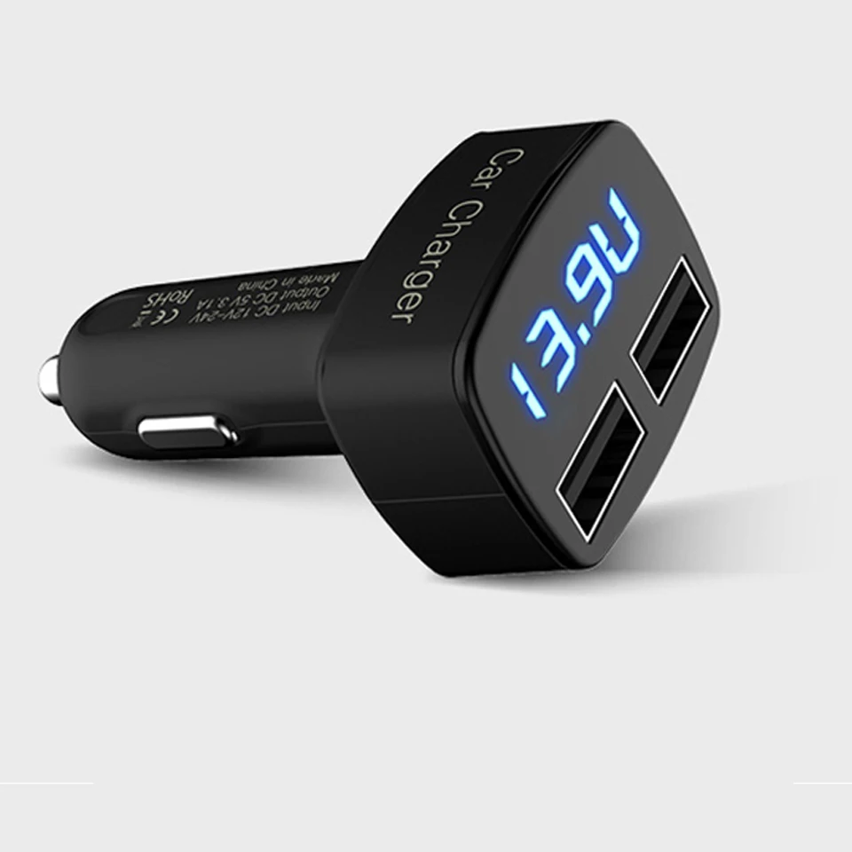 

Автомобильное зарядное устройство kebidumei, 2 цвета, 2 USB-порта, 4 в 1, адаптер для телефона, планшета, ПК с синим, красным светодиодным дисплеем