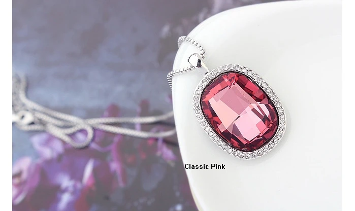 Wholesale Women's 18K White gold GF Use Quality Austria Crystal Gorgeous Mirror Pendant Chain Necklace Free Shipping | Украшения и