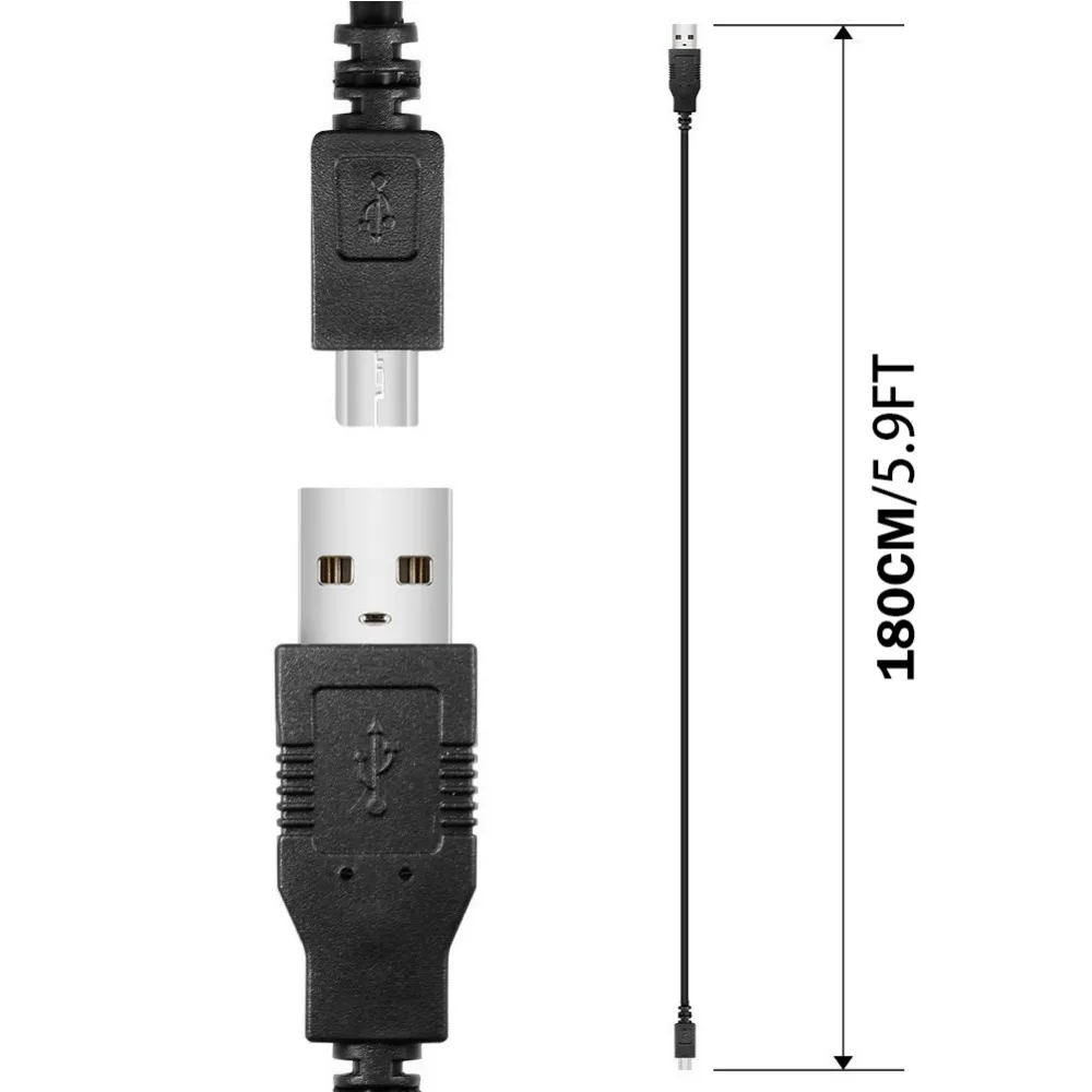Для 1 8 м 5 9 футов Плетеный Черный Мини USB кабель для PS3 беспроводной контроллер