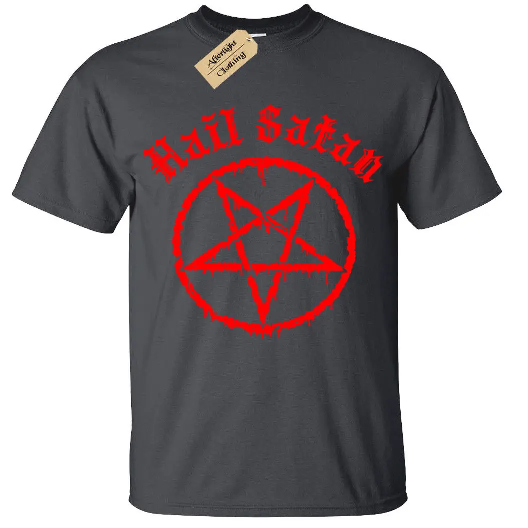 Футболка с надписью Hail satan Мужская футболка пентаграммой рок Готик унитаз