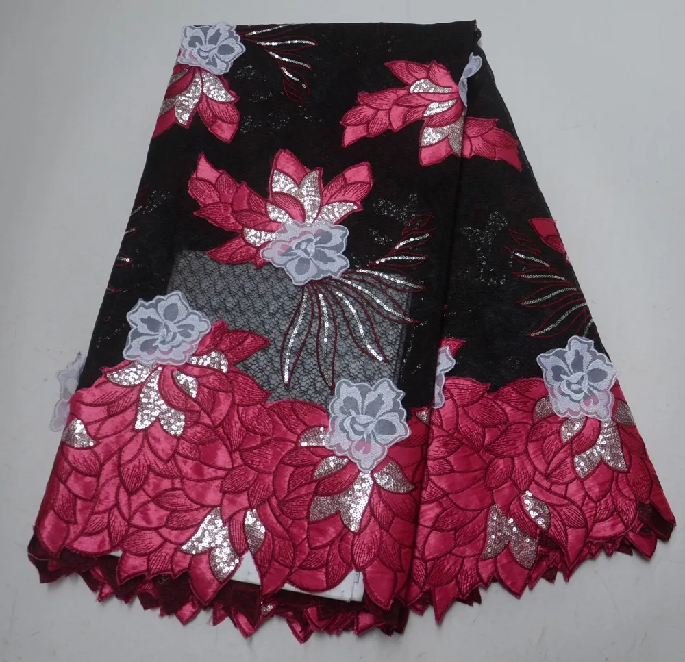 

2019 New Arrival African sequins Lace High Quality organza embroidered with sequins Organza Lace Fabric 5 yards ML7559