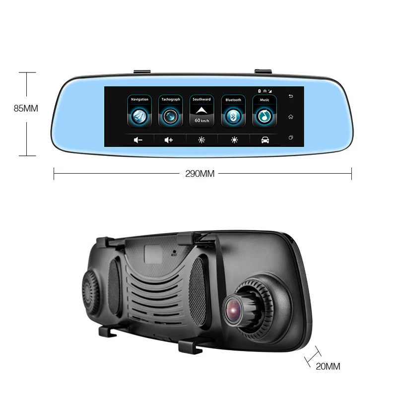 Camlive C06 зеркальный видеорегистратор 8 &quot3g dual cams HD1080P gps навигация bluetooth wifi Android 5 0