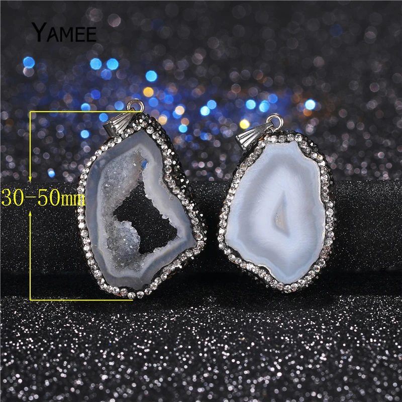 

Natural Druzy Geode Agates Pendants Crystal Druzy Irregular Stones Gems Jewelry For Diy Making Necklace