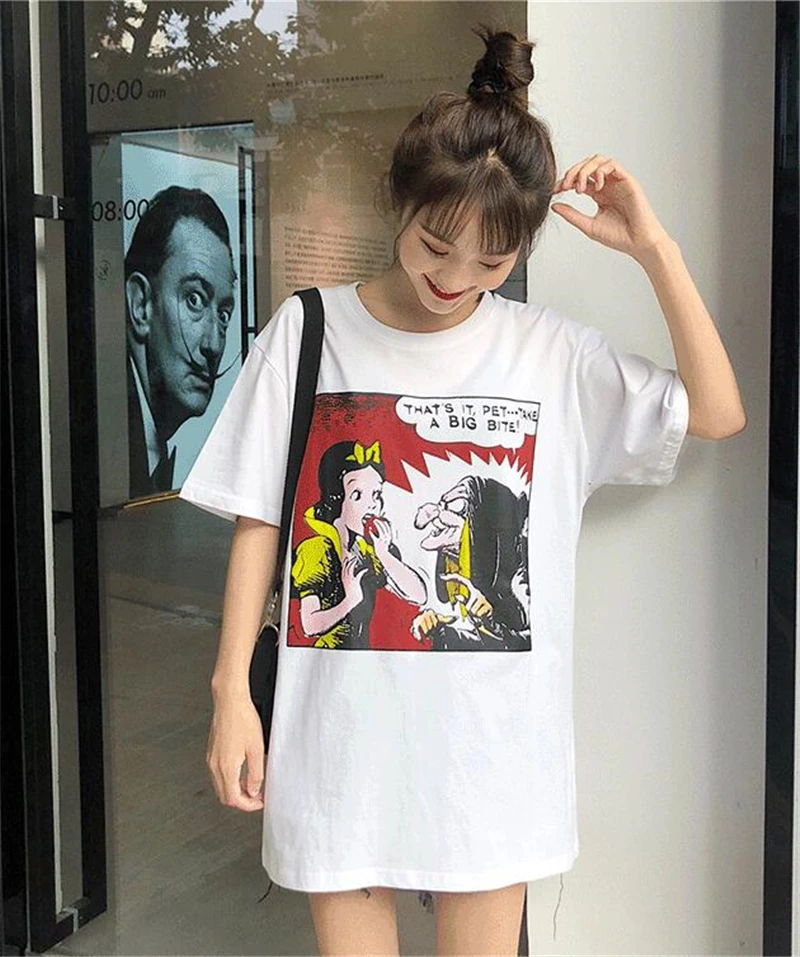 2019 Летняя женская футболка новая модная одежда с героями мультфильмов