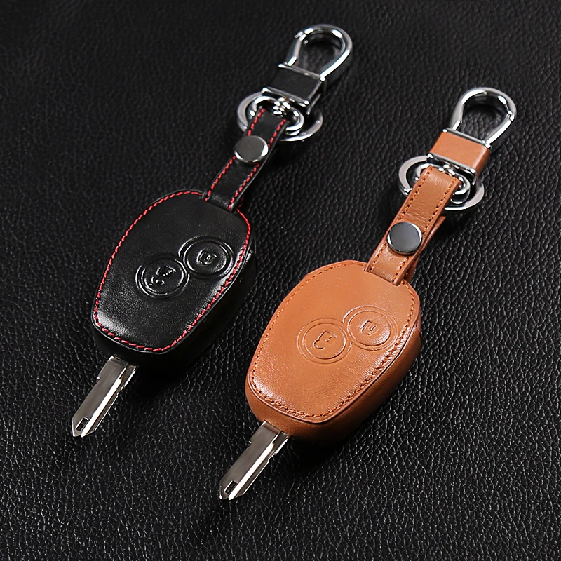 Чехол для ключей из натуральной кожи для Renault 2 кнопки Clio Scenic Megane Duster Captur Twingo Modus дистанционный чехол для пульта