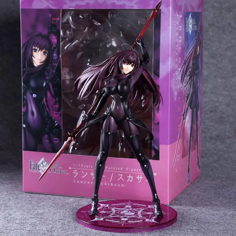 27 см Fate Zero Fate/grand Order Lancer Scathach масштаб предварительно окрашенные Японские Аниме фигурки экшн-игрушки Фигурки ПВХ Коллекция моделей - Цвет: Черный