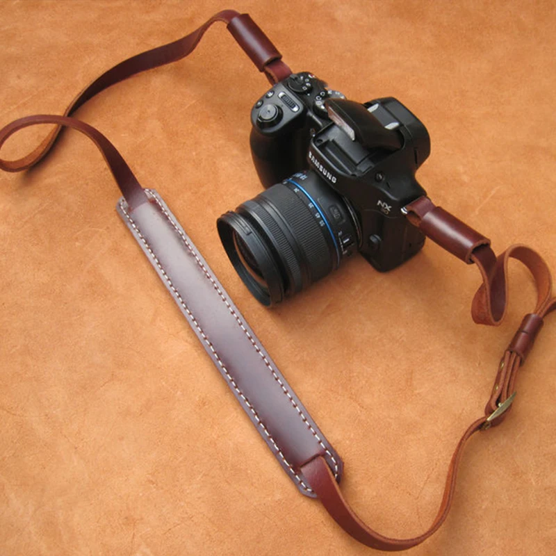 Manual Camera Neck Strap Adjustable Head Layer Cowhide Vintage DSLR Durable Leather Accessories | Электроника