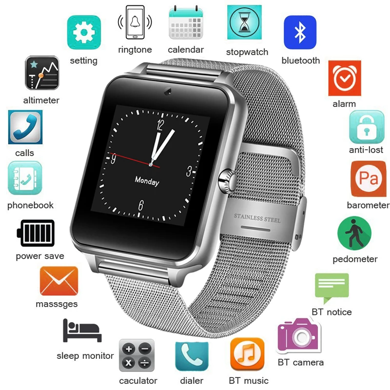 BANGWEI наручные часы Bluetooth Смарт Спорт Шагомер с SIM Камера Smartwatch для Android смартфон Reloj