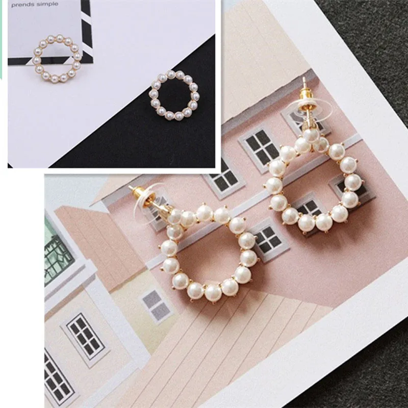 ENZE new ladies jewelry selling white imitation pearl round stud earrings elegant fashion | Украшения и аксессуары