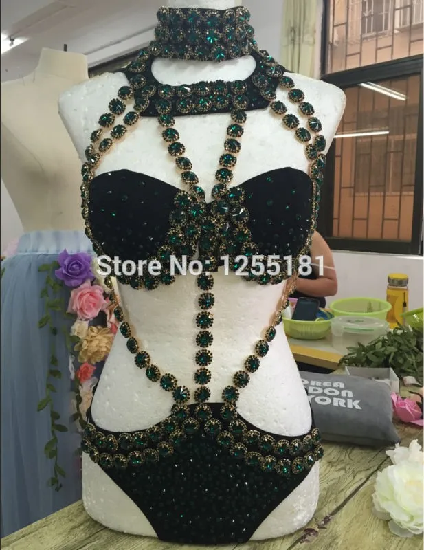 Bright Rhinestone Sexy Women's Outfit Female Singer Performance Party Wear Dance Stage Costume Bodysuit Prom Show Leotard
